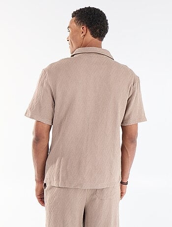 Camicia a maniche corte in maglia jacquard