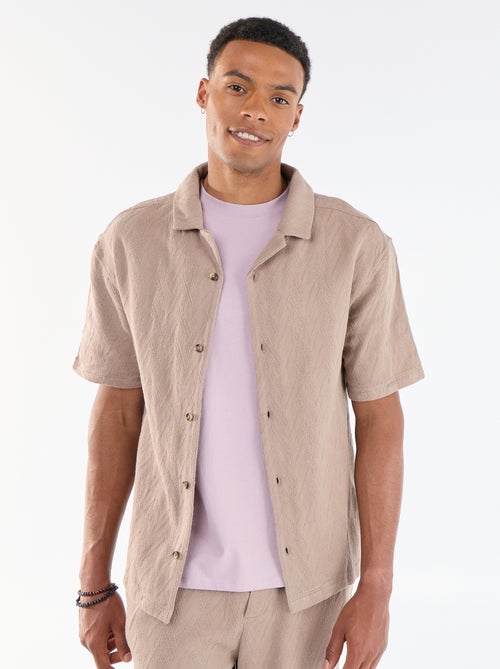 Camicia a maniche corte in maglia jacquard - Kiabi