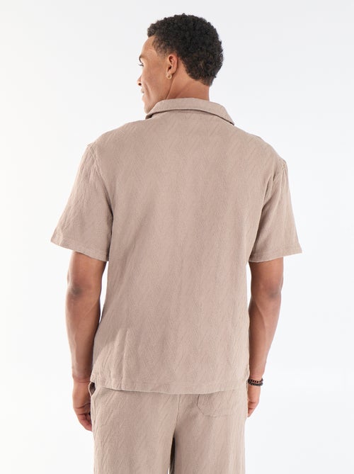 Camicia a maniche corte in maglia jacquard - Kiabi