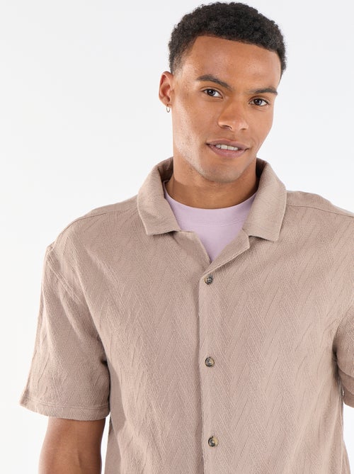 Camicia a maniche corte in maglia jacquard - Kiabi