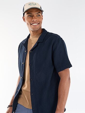 Camicia a maniche corte in maglia jacquard