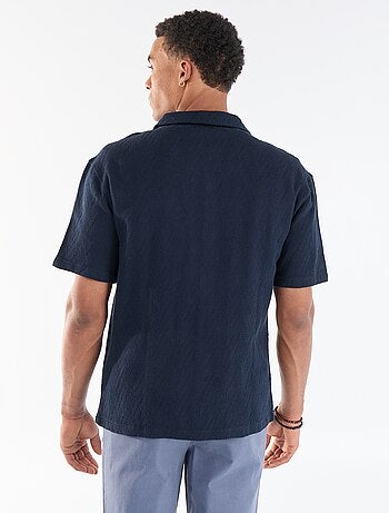 Camicia a maniche corte in maglia jacquard