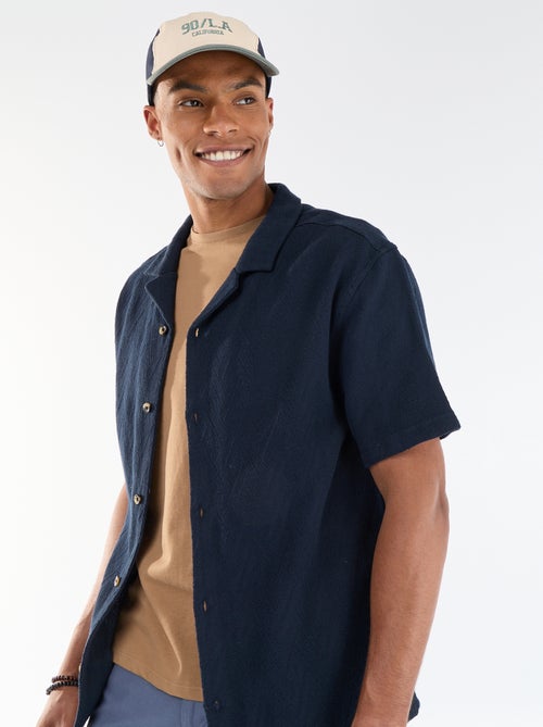 Camicia a maniche corte in maglia jacquard - Kiabi