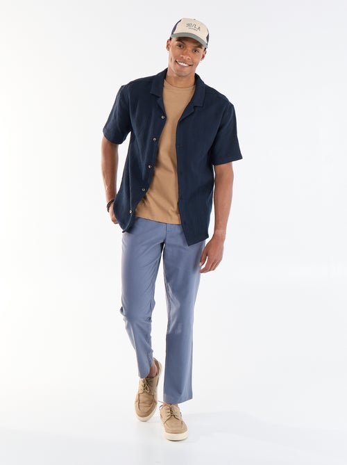 Camicia a maniche corte in maglia jacquard - Kiabi