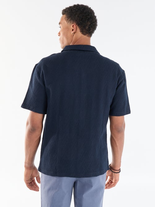 Camicia a maniche corte in maglia jacquard - Kiabi