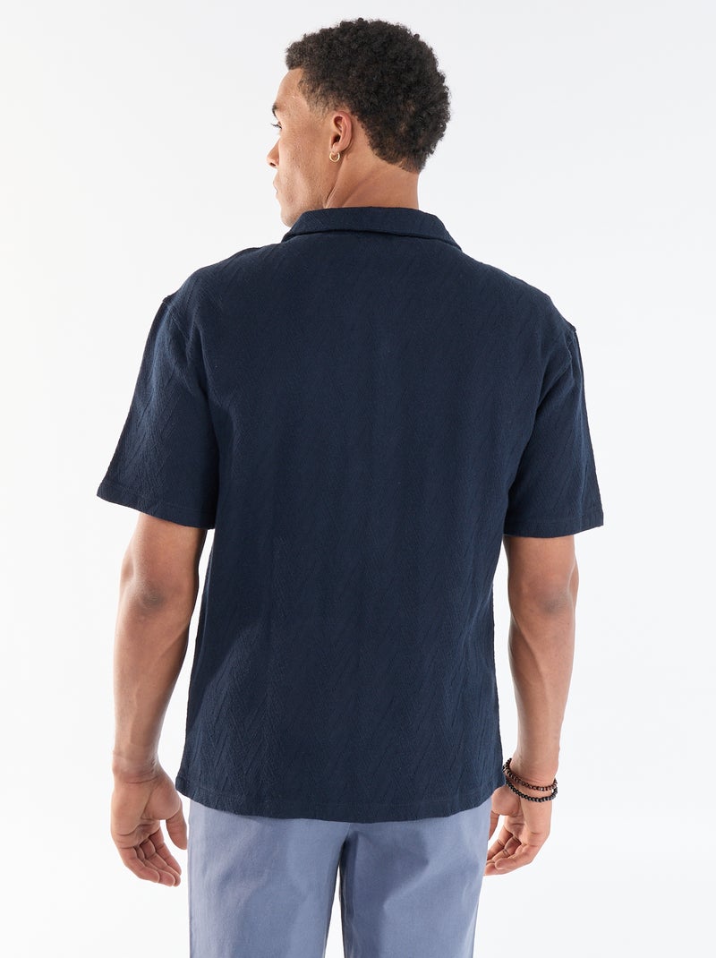 Camicia a maniche corte in maglia jacquard Blu - Kiabi