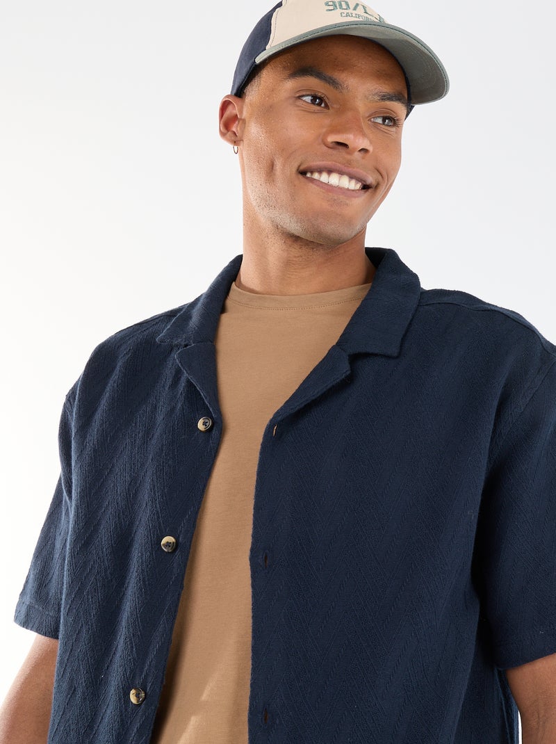 Camicia a maniche corte in maglia jacquard Blu - Kiabi