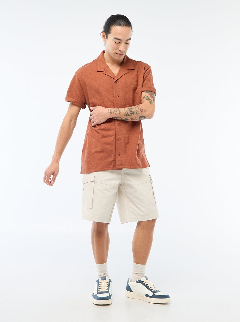 Camicia a maniche corte in maglia Marrone - Kiabi