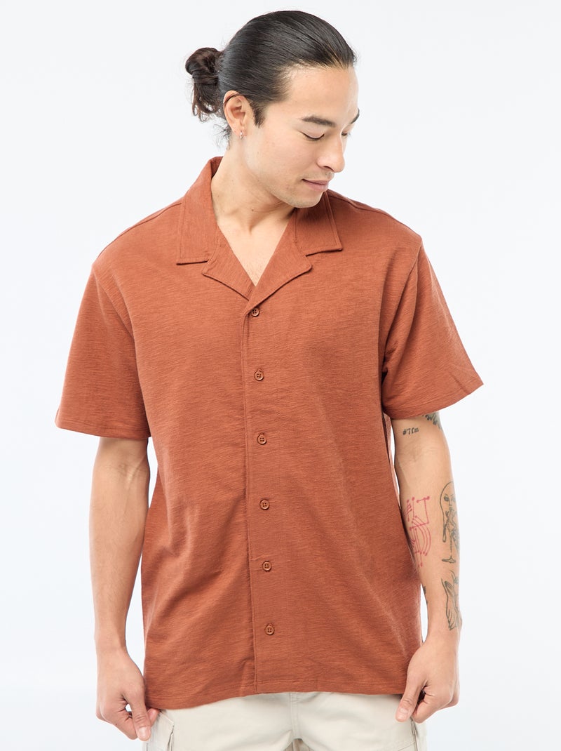 Camicia a maniche corte in maglia Marrone - Kiabi