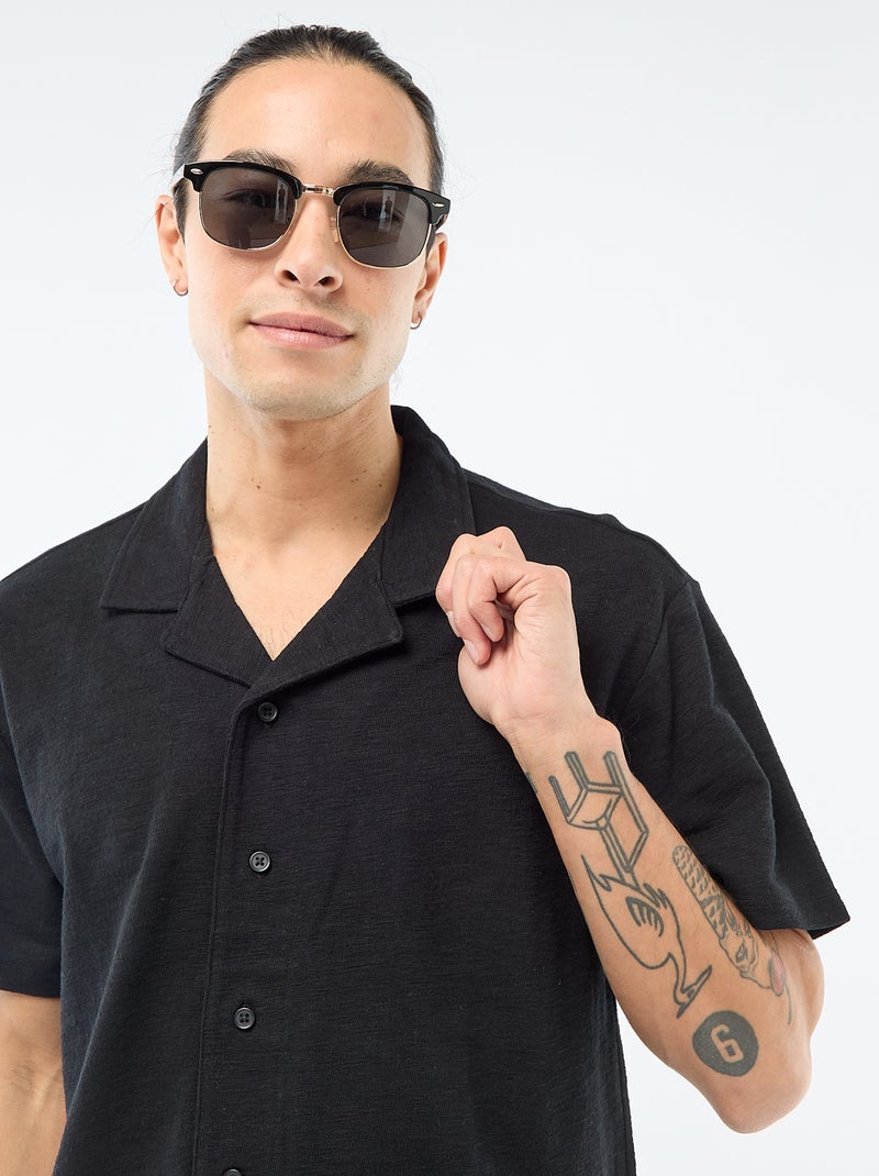 Camicia a maniche corte in maglia Nero - Kiabi
