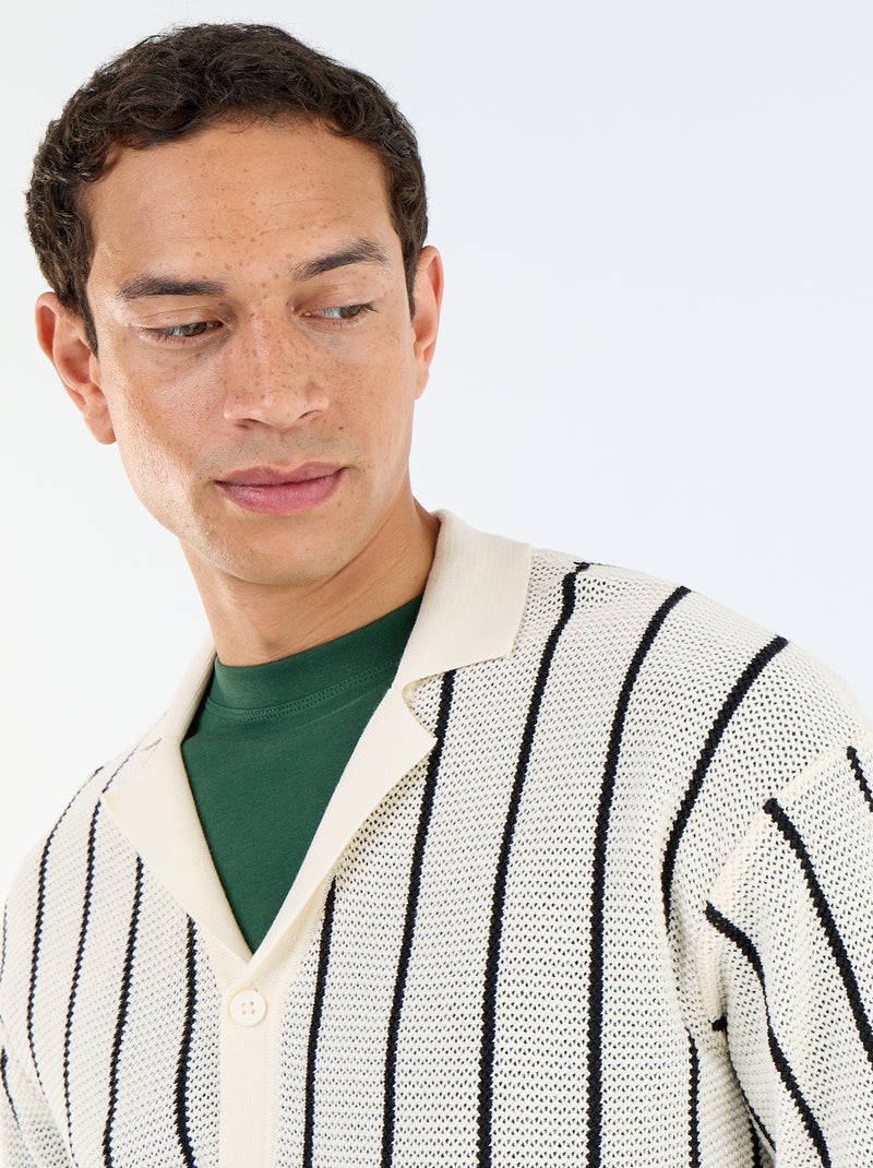 Camicia a maniche corte in maglia traforata Beige - Kiabi