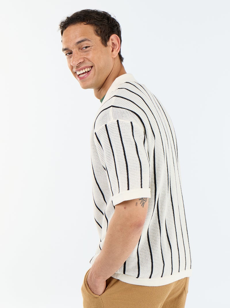 Camicia a maniche corte in maglia traforata Beige - Kiabi