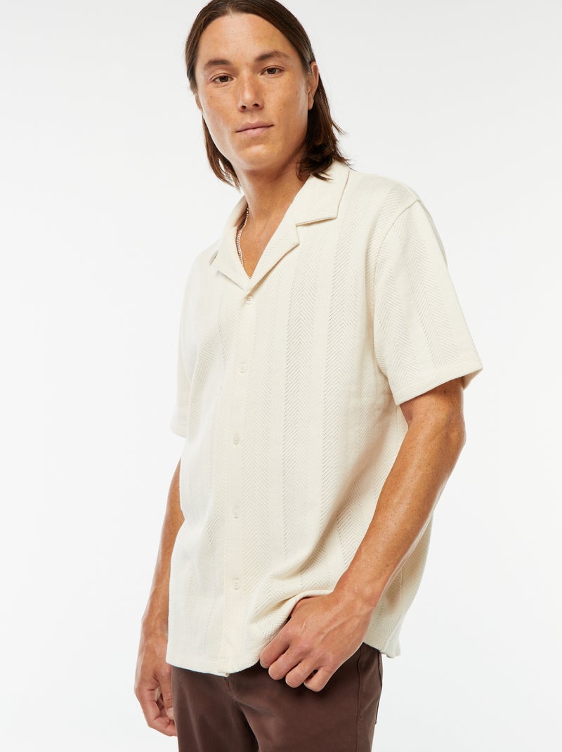 Camicia a maniche corte in maglia traforata Bianco - Kiabi