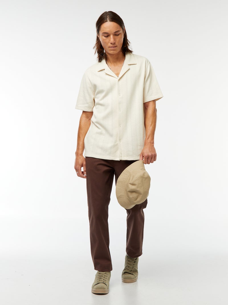 Camicia a maniche corte in maglia traforata Bianco - Kiabi