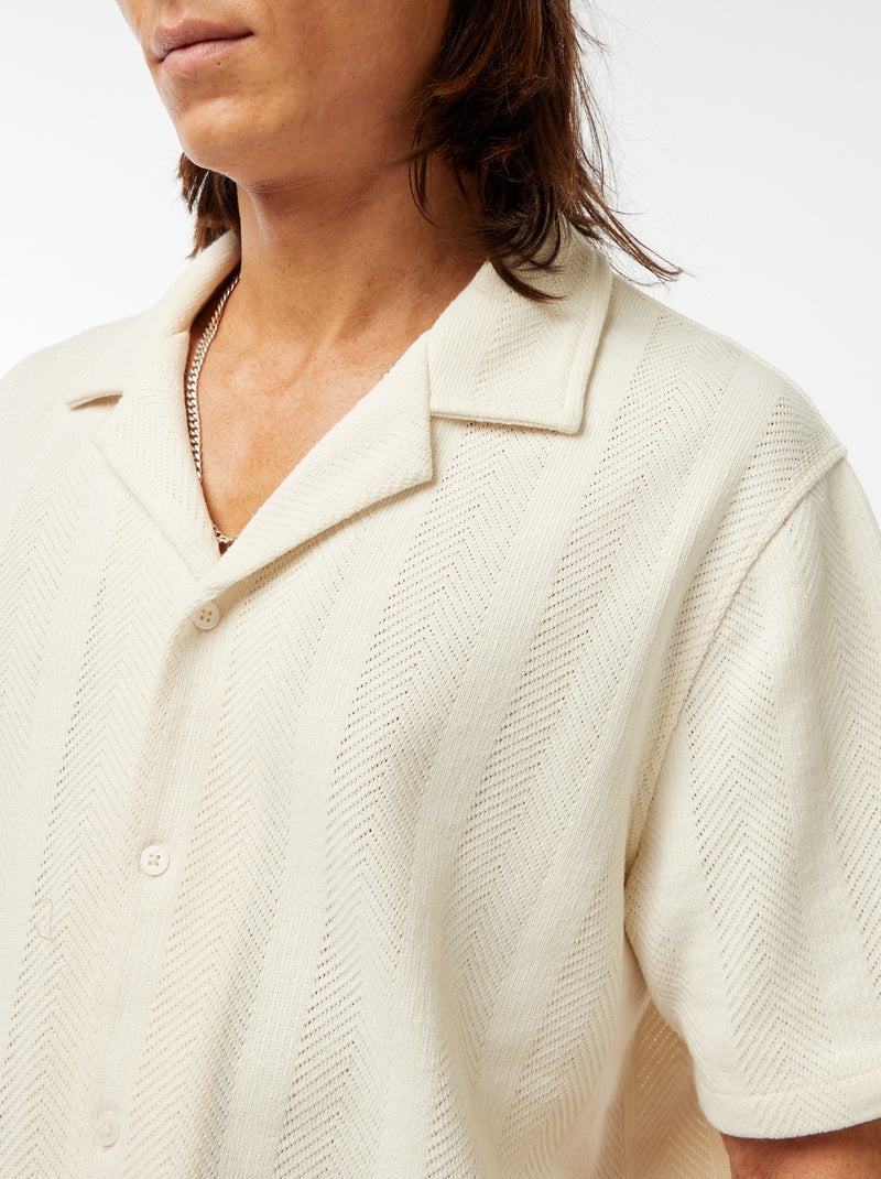 Camicia a maniche corte in maglia traforata Bianco - Kiabi