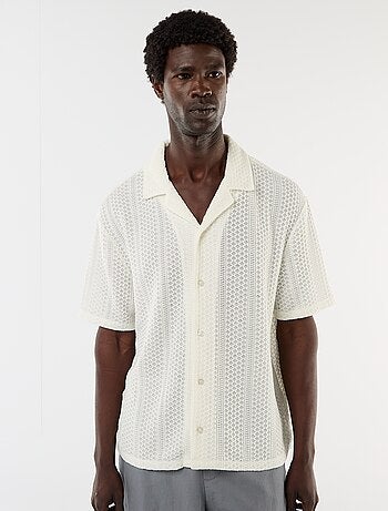 Camicia a maniche corte in maglia traforata