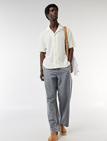 Camicia a maniche corte in maglia traforata