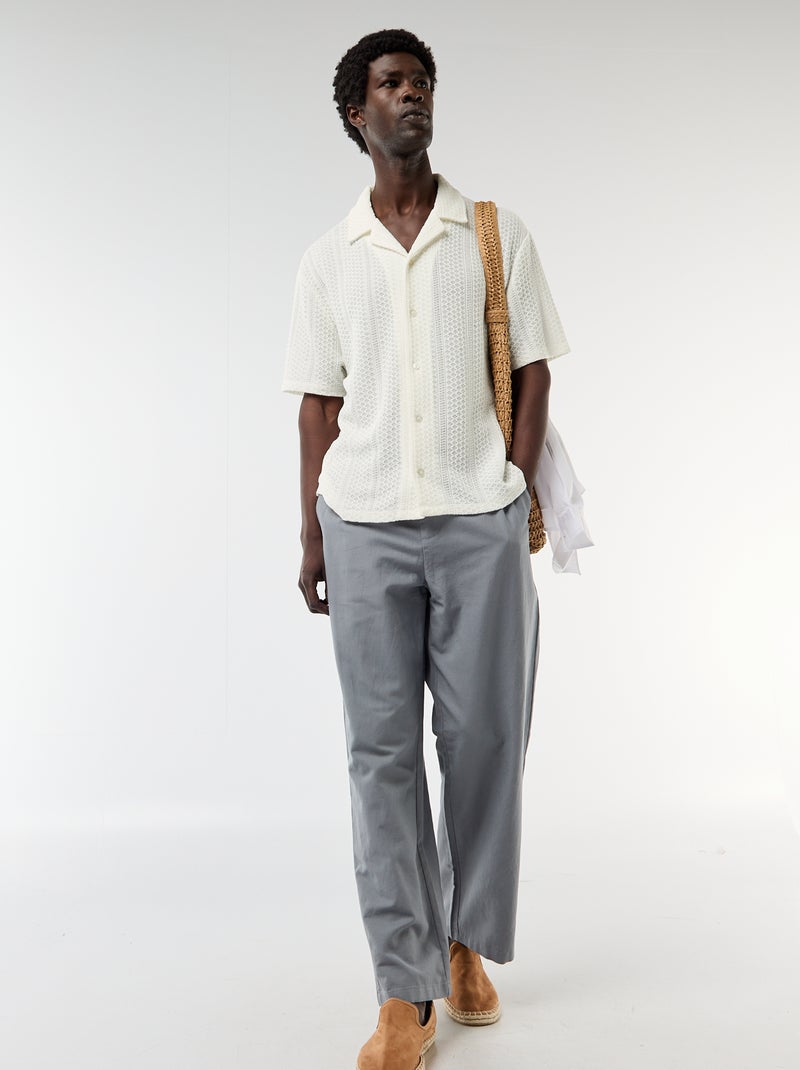 Camicia a maniche corte in maglia traforata Bianco - Kiabi