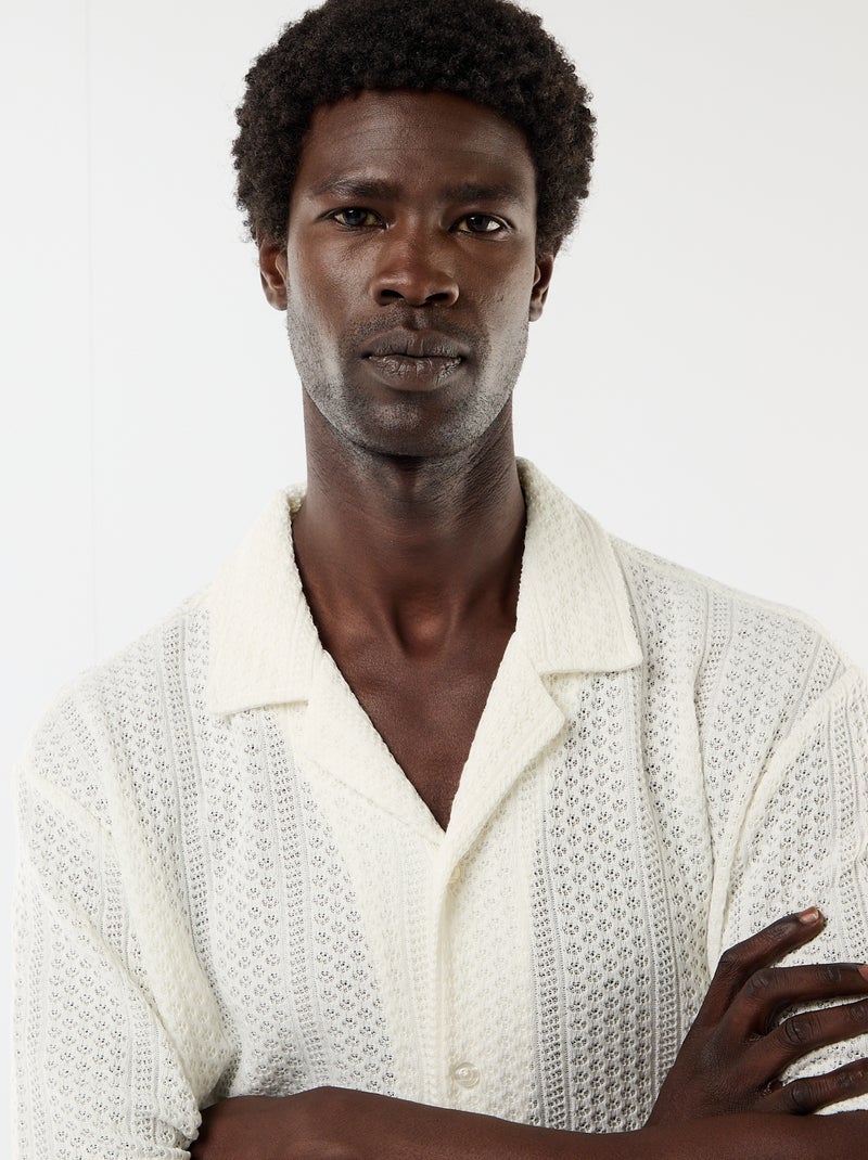 Camicia a maniche corte in maglia traforata Bianco - Kiabi