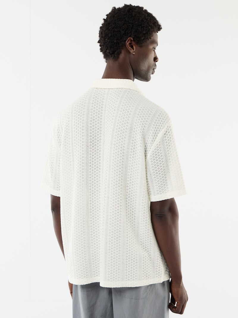 Camicia a maniche corte in maglia traforata Bianco - Kiabi