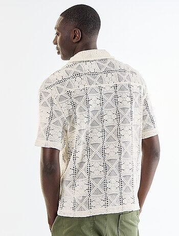 Camicia a maniche corte in maglia traforata