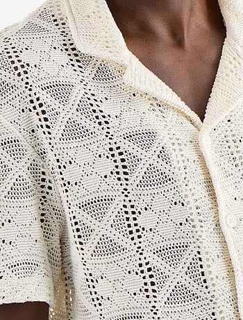 Camicia a maniche corte in maglia traforata
