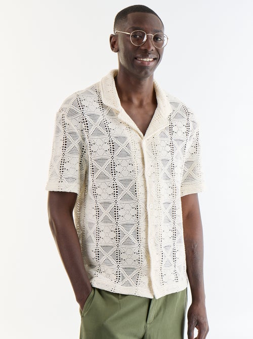 Camicia a maniche corte in maglia traforata - Kiabi