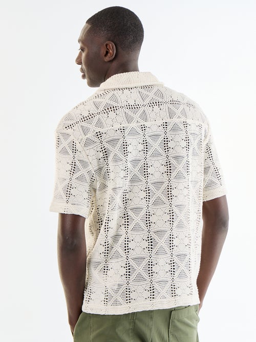 Camicia a maniche corte in maglia traforata - Kiabi