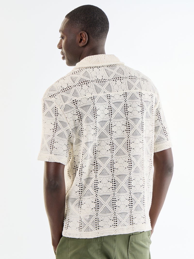 Camicia a maniche corte in maglia traforata Bianco - Kiabi