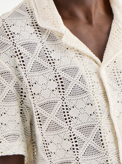 Camicia a maniche corte in maglia traforata - Kiabi