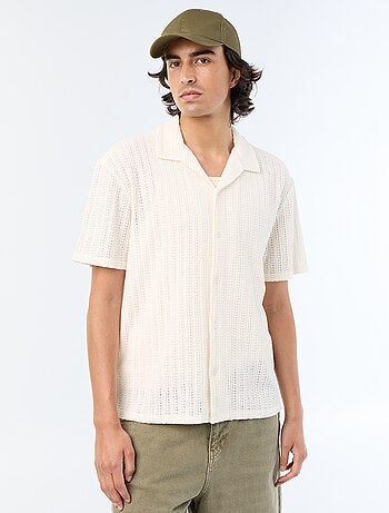 Camicia a maniche corte in maglia traforata
