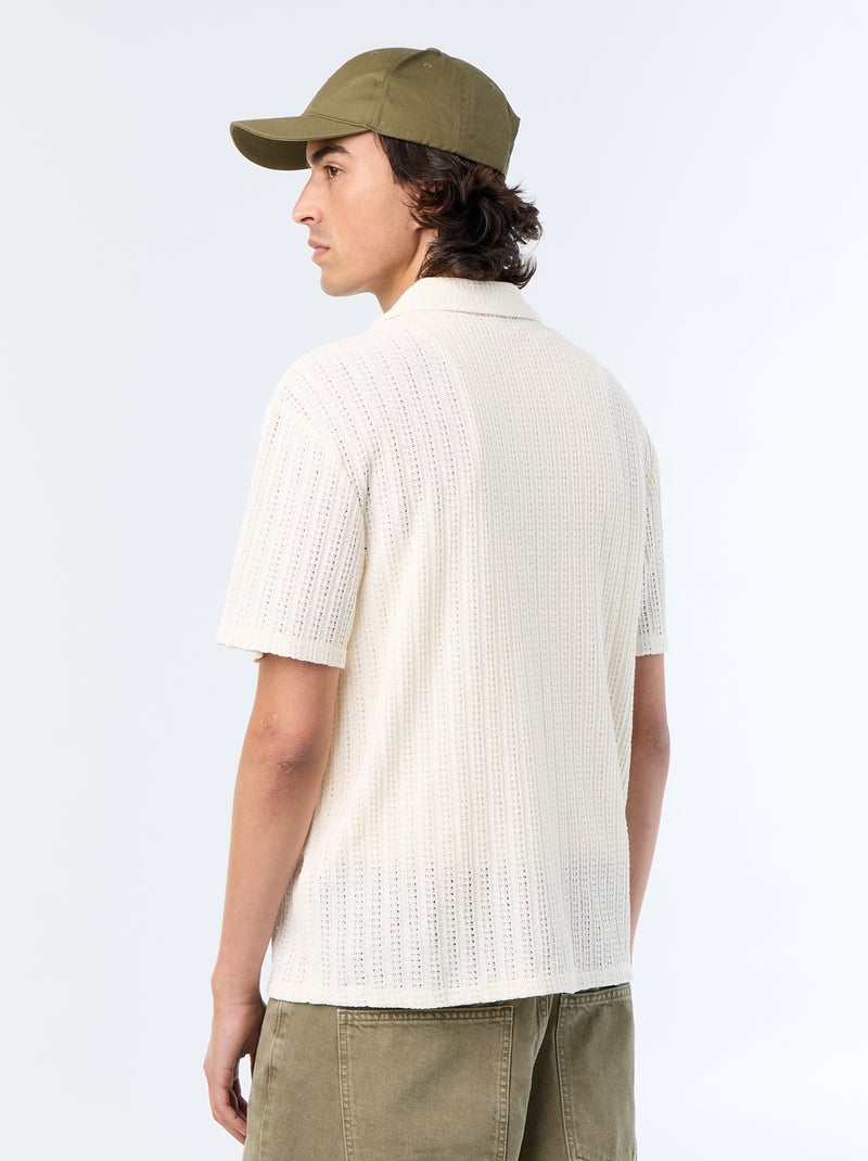 Camicia a maniche corte in maglia traforata Bianco - Kiabi