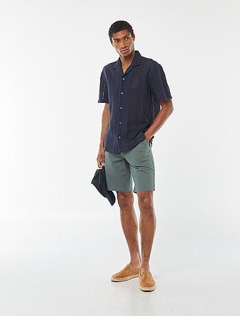 Camicia a maniche corte in maglia traforata
