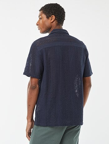 Camicia a maniche corte in maglia traforata