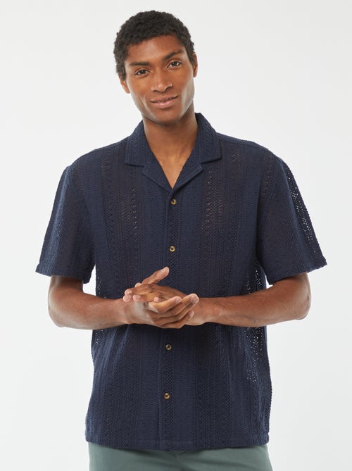 Camicia a maniche corte in maglia traforata - Kiabi