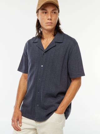 Camicia a maniche corte in maglia traforata