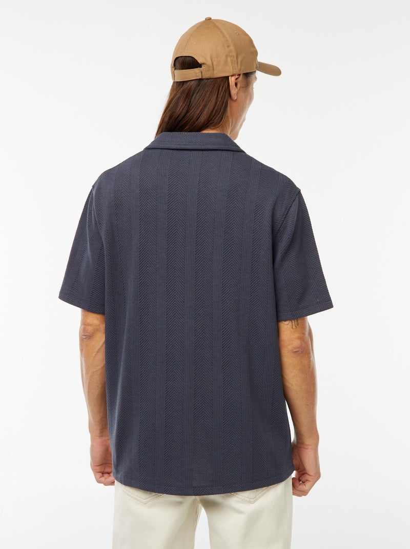 Camicia a maniche corte in maglia traforata Blu - Kiabi