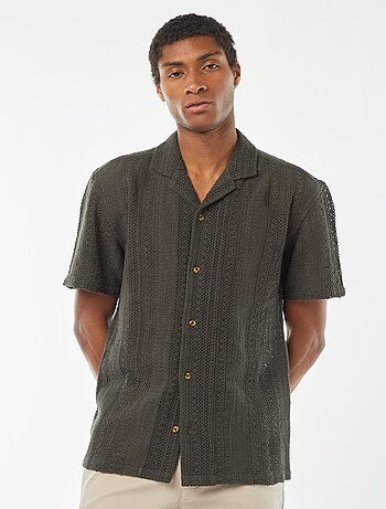 Camicia a maniche corte in maglia traforata