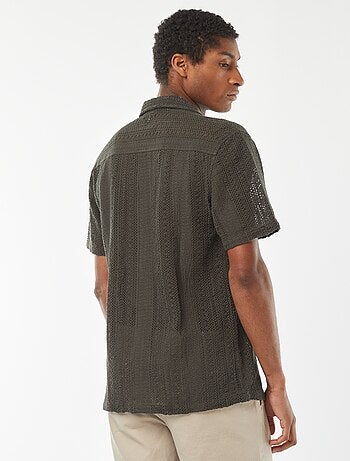 Camicia a maniche corte in maglia traforata