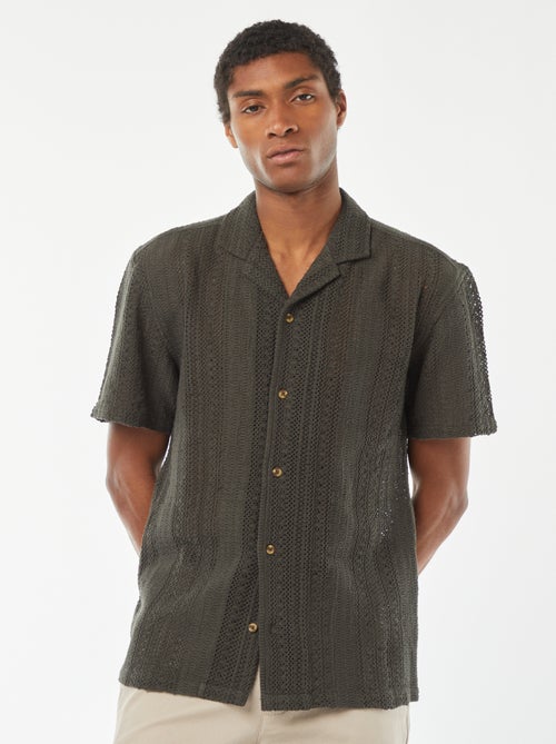 Camicia a maniche corte in maglia traforata - Kiabi