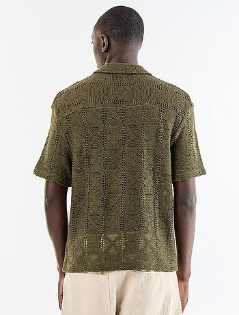 Camicia a maniche corte in maglia traforata