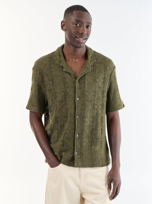 Camicia a maniche corte in maglia traforata - Kiabi