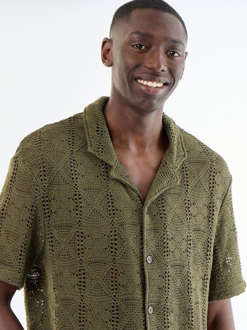 Camicia a maniche corte in maglia traforata - Kiabi