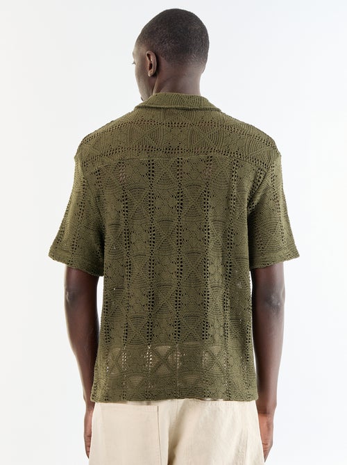 Camicia a maniche corte in maglia traforata - Kiabi