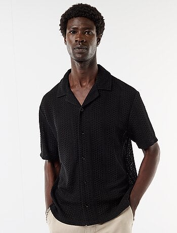 Camicia a maniche corte in maglia traforata