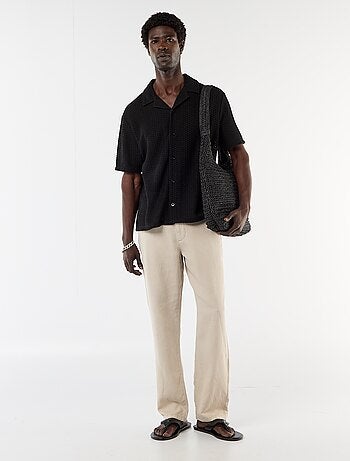 Camicia a maniche corte in maglia traforata