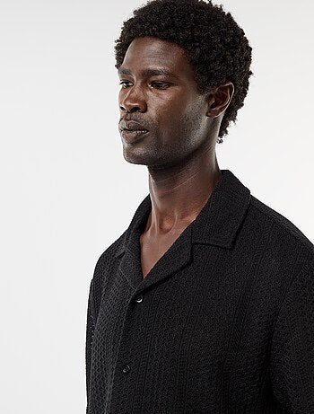 Camicia a maniche corte in maglia traforata