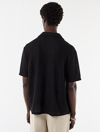 Camicia a maniche corte in maglia traforata