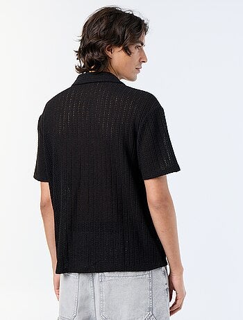 Camicia a maniche corte in maglia traforata