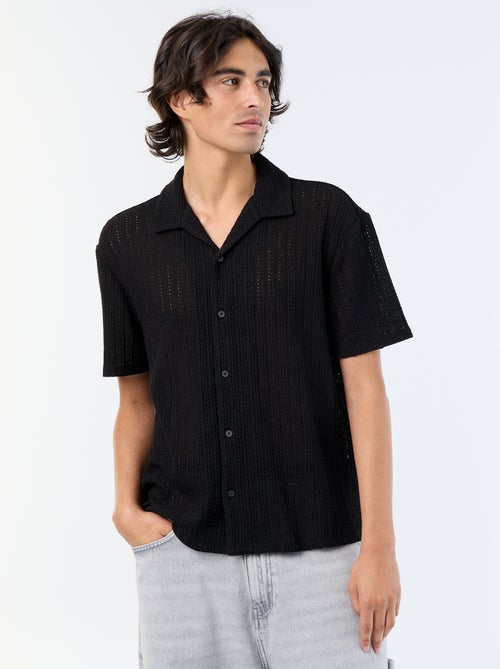 Camicia a maniche corte in maglia traforata - Kiabi